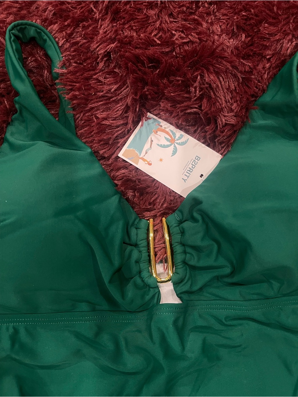 NWT B2PRITY Emerald Green One-Piece Swimsuit Size L - Picture 2 of 4